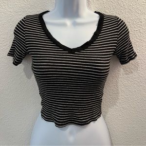 black striped v neck
